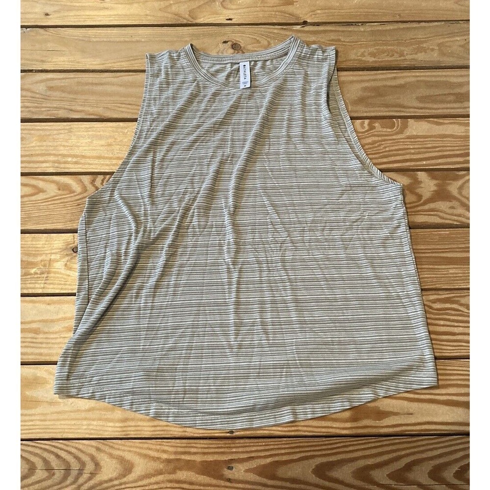 Athleta Stripe Sleeveless Top Size Medium Women’s Green - Picture 1 of 6